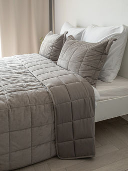 Покрывало вельвет 240x260 серый вельвет