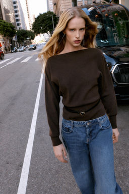 PLAIN KNIT JUMPER WITH BELT - Zara фото 11