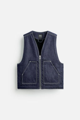 STITCHED DENIM WAISTCOAT - Zara фото 6