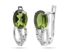 Серьги из серебра оливковая шпинель, Трепет