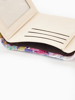 Кошелёк женский на кнопке, 10.5?2.5?8.5 см, с цветочным принтом, разноцветный