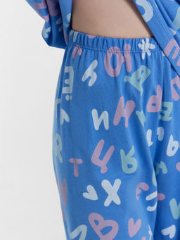 Комплект для девочек (джемпер, брюки) синий с алфавитом - Mark formelle фото 5