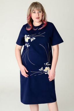 Арт. 4160 Домашняя туника женская 52-60 (5 шт) Цвет:темно-синий - Калинка фото 3