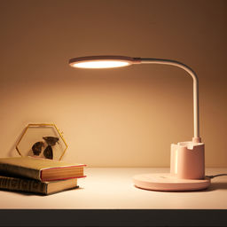 ULM-D150 15W/3000-6500K/DIM PINK Светильник настольный светодиодный с подставкой под телефон и канцелярские принадлежности. С ночной подсветкой. Сенсорный выключатель. Диммер. Розовый. TM Uniel