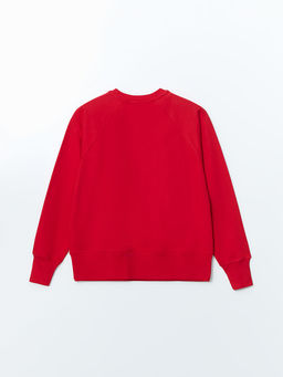 LC Waikiki Kirmizi Bisiklet Yaka Oversize Kad_n Sweatshirt