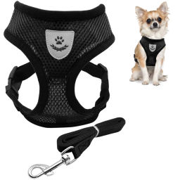 Цена за 2 шт. Шлейка с поводком 118см "Sweet puppy" размер S, цвет черный