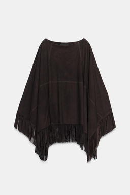 LEATHER FRINGE CAPE - Zara фото 8