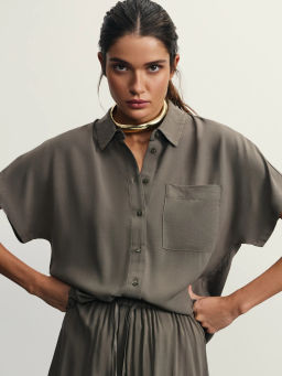 Рубашка с коротким рукавом из вискозы / Zarina  фото 3