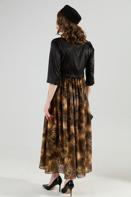 Платье NIKVA н514-4 чёрный и кофейный леопард  фото 5