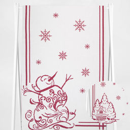 Полотенце х/б 9с23.111ж1 Снеговик и домик1(ДТЭ бордовый 50х140см