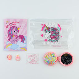 Набор Верь в чудеса, косметичка, расчёска, наклейки для ногтей, 2 резинки, анкета для девочек А6, МИКС