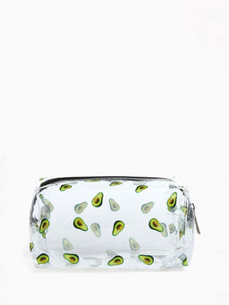 Косметичка на молнии объёмная для бассейна, с принтом, зелёная/прозрачная