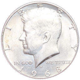 Монета 1/2 доллара (50 центов) 1968 года D США