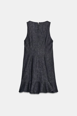 VESTIDO DENIM TRF VOLANTE / ?ndigo oscuro - Zara фото 6