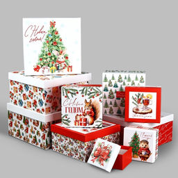 Набор новогодних подарочных коробок 10 в 1 Уютный Новый год, 10?10?628?28?15 см