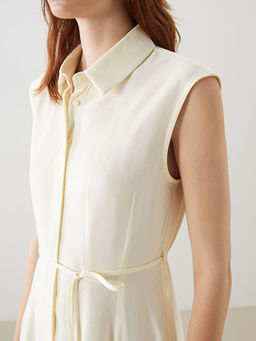 Beli Ku?akl? Pileli G?mlek Elbise