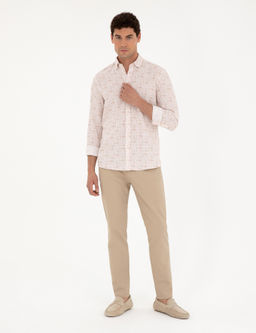 Рубашка Pierre Cardin Slim Fit пудровая длинный рукав