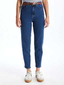 Beli Kemerli Mom Fit Kad?n Jean Pantolon
