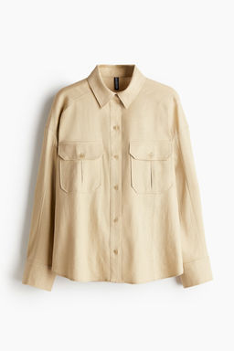 Camisa cargo oversize en mezcla de lino - H&m фото 6