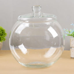 Ваза «Шаровая», 5 л, с крышкой, горл.d=16, 20×23 см (без крышки h=17 см), стекло, прозрачная