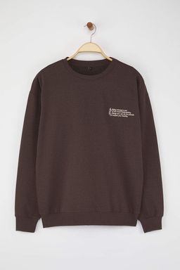 TRENDYOL MAN Antrasit Melanj Oversize/Genis Kesim Uzun Kol Hayvan Nak?sl? Sweatshirt TMNAW24SW00164 - Trendyolmilla фото 28