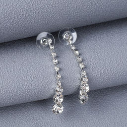 Колье со стразами и серьги гвоздики 3,5 см / 6286 /уп 12/серебро - Галеонтрейд фото 3