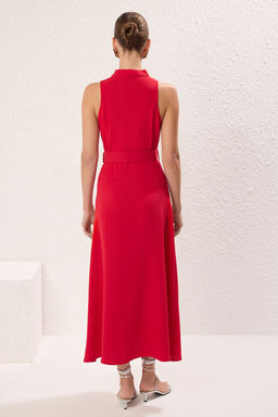 TRENDYOLMILLA Mint Kemerli Midi Dokuma Gomlek Elbise TWOSS23EL01628  фото 4