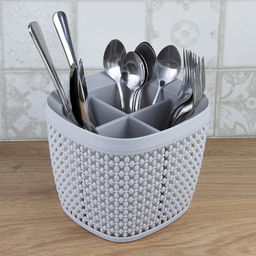 Подставка для столовых приборов пластмассовая "Пирула" 17х16х14м, смоки (Россия)