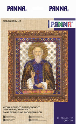 Набор для вышивания PANNA CM-1303 Икона Святого преподобного Сергия Радонежского 8.5 х 10.5 см