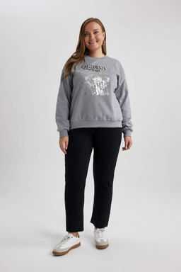 Плотный свитшот Relax Fit с круглым вырезом - Defacto фото 9