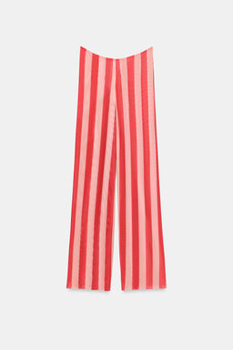 PANTAL?N PAREO TUL ESTAMPADO RAYAS / Rojo / Coral