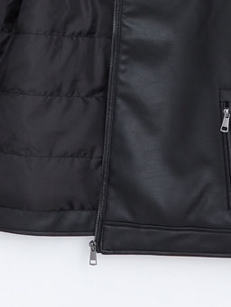 Slim Fit Biker Yaka Erkek Deri G?r?n?ml? Ceket - Waikiki фото 2