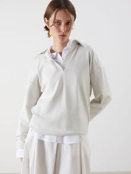 Polo Yaka Kad?n Sweatshirt