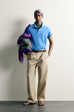 SUDADERA POLO REGULAR FIT MANGA CORTA / Azul