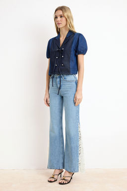 Nasiba Hafiz x Trendyol Collection Mavi Wide Leg Dantel Tencel Kar?s?ml? Jeans TWOSS26JE00157 - Trendyolmilla фото 5