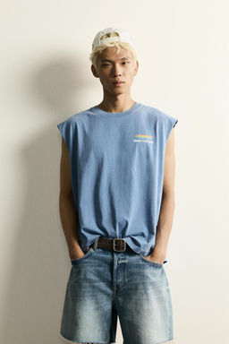 CAMISETA TANK RELAXED FIT TEXTOS ESTAMPADO CALIFORNIA / Azul claro - Zara фото 2