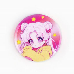 Цена за 10 шт. Значок металлический закатной Милые анимешки, d=2.5 см, МИКС