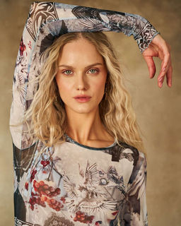 Лонгслив из сетки с принтом 457.4.15