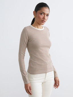 Bisiklet Yaka ?izgili Kad?n Body