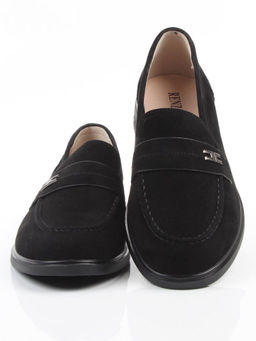 03-DEB17-2 BLACK Лоферы женские (натуральная замша)