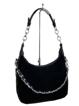 Женская сумка из искусственной кожи и натуральной замши, цвет черный