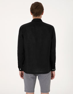 Siyah %100 Keten Regular Fit Uzunkollu G_mlek - Pierre cardin фото 12