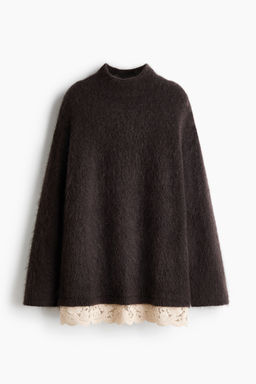 Jersey de mezcla de mohair con ribete de encaje