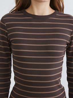 Bisiklet Yaka ?izgili Kad?n Body