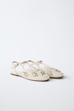EMBROIDERED FANCY SLINGBACK BALLET FLATS - Zara фото 3