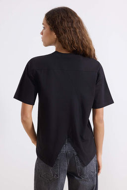 TRENDYOLMILLA Visne Curugu %100 Suprem Oversize/Genis Kesim Asimetrik S?rt Detayl? Orme T-Shirt TWOSS25TS00040  фото 13