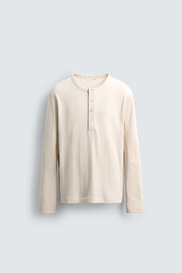 TEXTURED BUTTON-UP COLLAR T-SHIRT - Zara фото 7