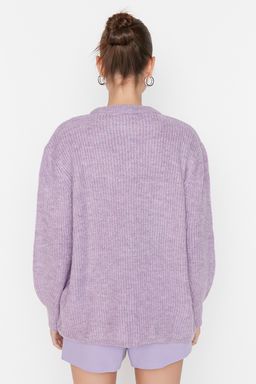 Lila Genis Kal?p Yumusak Dokulu Basic Triko Kazak TWOAW20FV0142