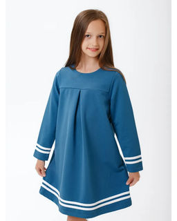 Платье Лада с лампасами, цвет Индиго, 78%х/б, 16%пэ, 6%лайкра