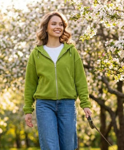 K13388 Толстовка из флиса с капюшоном ЗЕЛЕНЫЙ